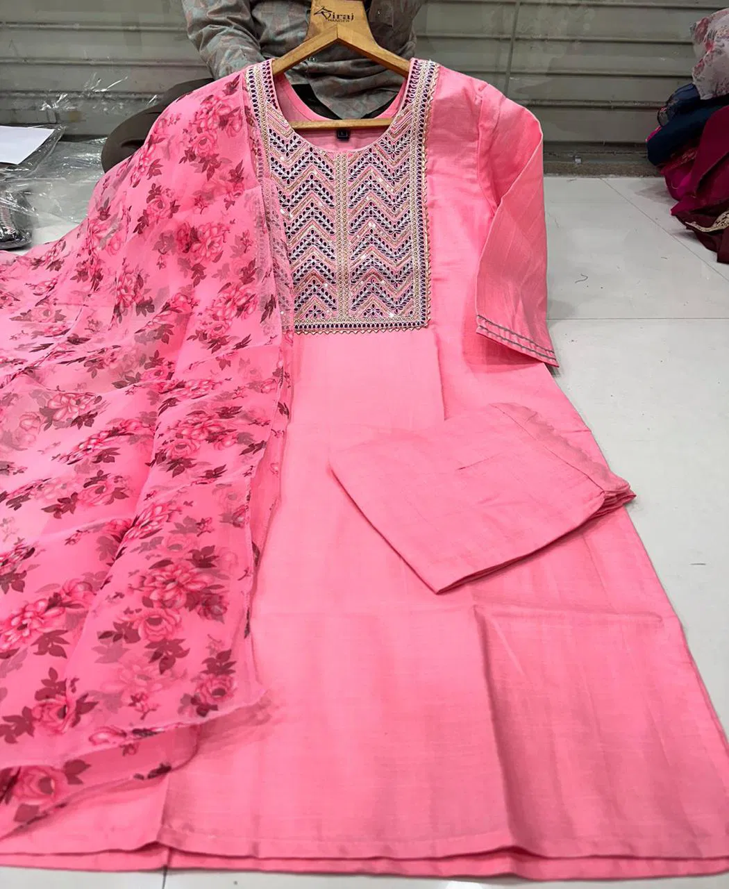 VT Designer Cotton Embroidery Kurti With Bottom Dupatta Wholesale Clothing Distributors in India